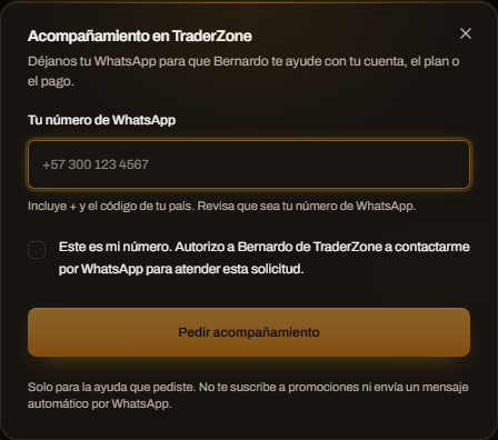 Solicitud de acompañamiento personal en TraderZone